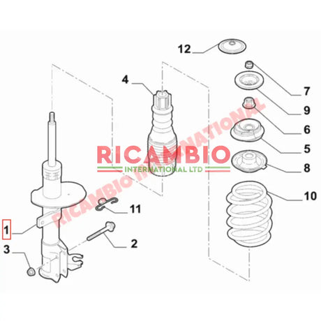 Top Front Shock Strut Mount Kit (2) - New Fiat 500 - Steering - Shaft & Suspension