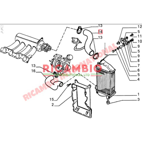 Top Intercooler Air Intake Hose - Lancia Delta Integrale - Fuel System