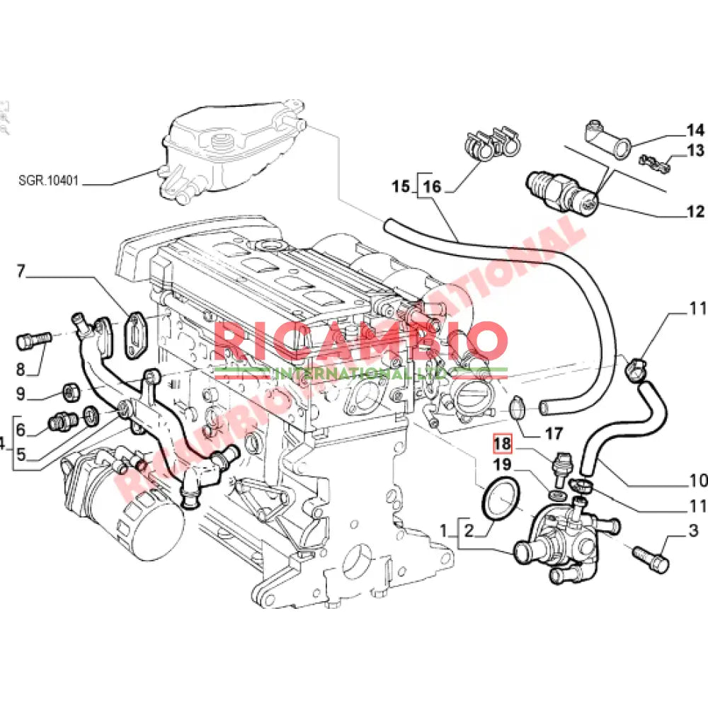 Water Pump Rubber Hose - Fiat Barchetta,Coupe, - Heating and Cooling