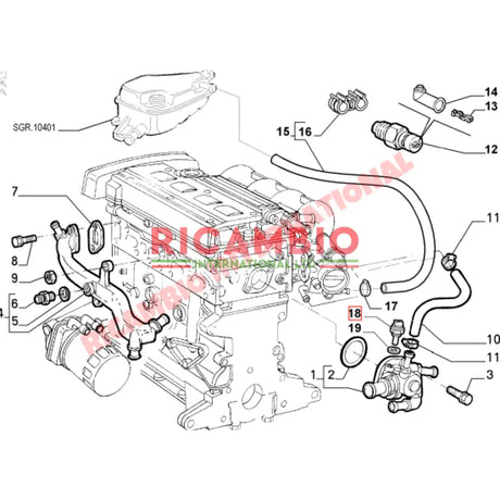 Water Pump Rubber Hose - Fiat Barchetta,Coupe, - Heating and Cooling