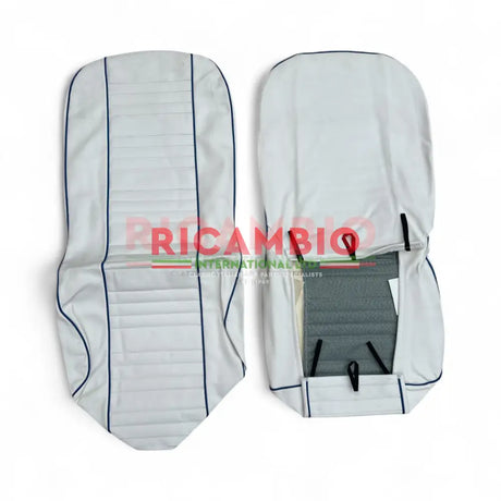 White with Blue Piping Seat Covers Set - Classic Fiat 500L - Seat Covers - Padding and Seat Spring