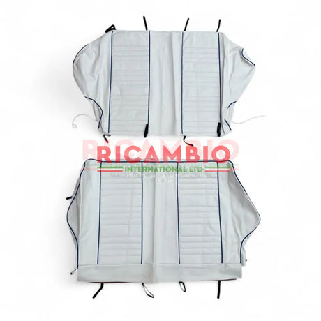 White with Blue Piping Seat Covers Set - Classic Fiat 500L - Seat Covers - Padding and Seat Spring