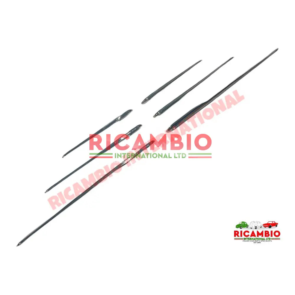6 Piece Chrome Rear Wing Trim Moulding Kit - Autobianchi Bianchina Transformabile - Exterior Trim