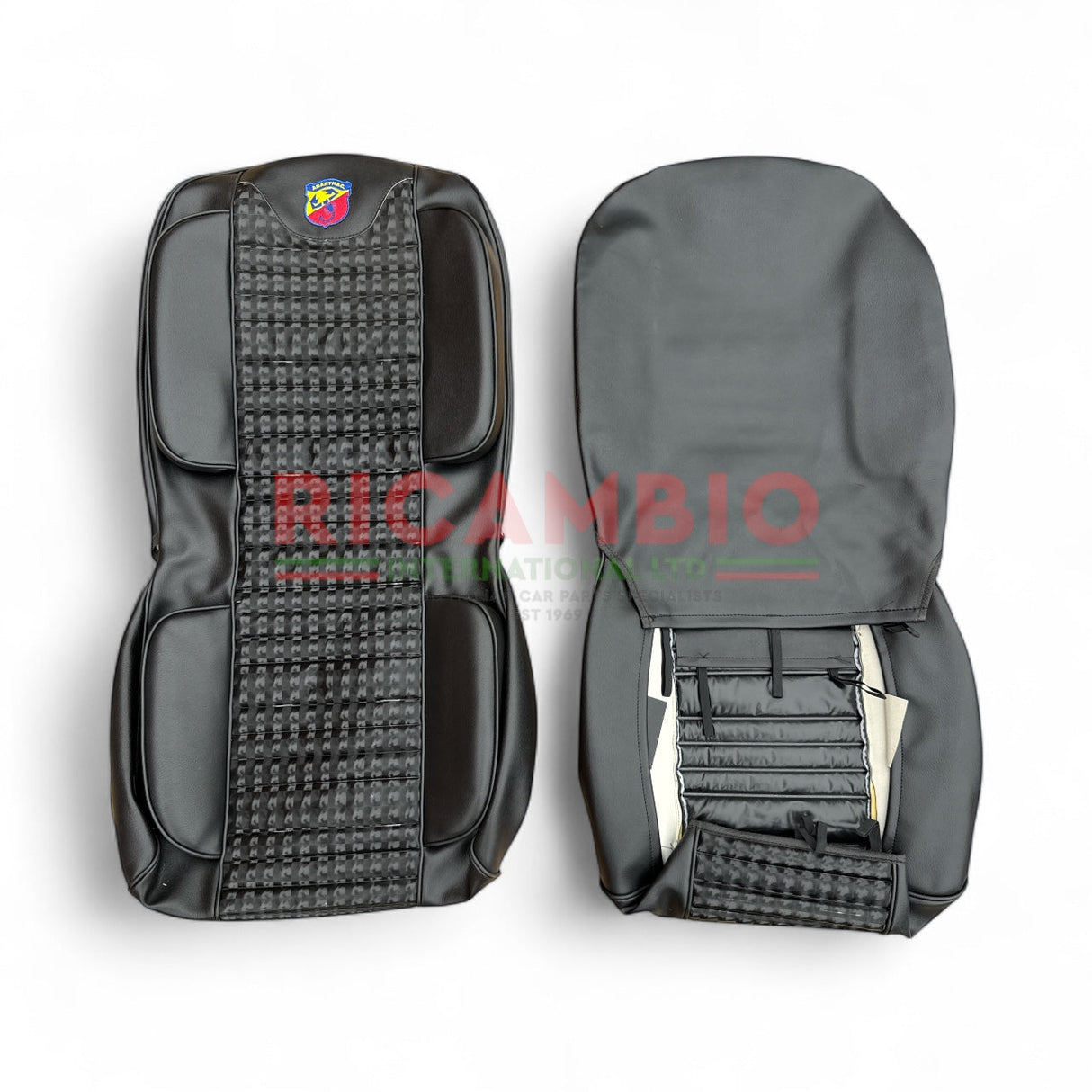 Abarth Black ’Pearlescent’ Sports Seat Cover Set - Classic Fiat 500 - Seat Covers - Padding and Seat Spring