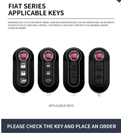 Abarth Black Zinc Alloy & Leather Key Fob Case & Keyring - Abarth 595,695