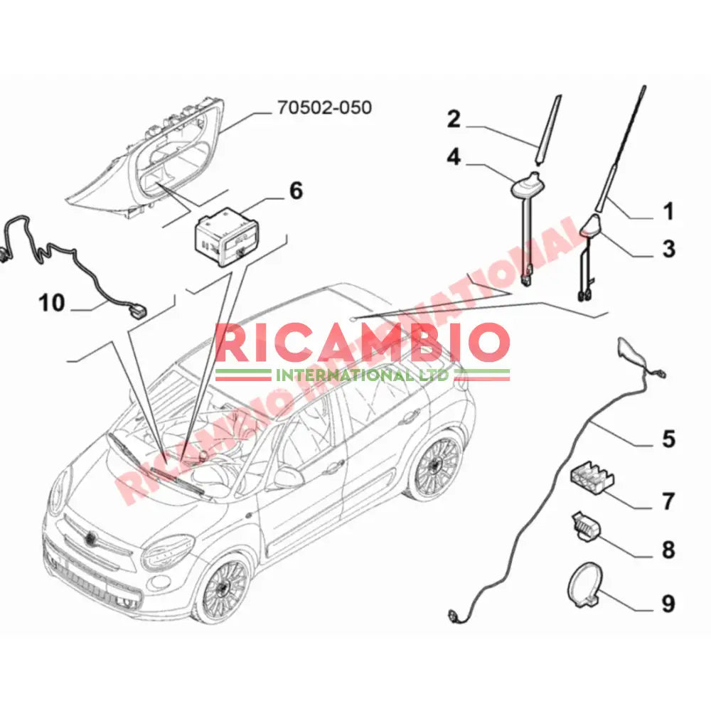 Aerial Antenna Mast - New Fiat 500 - Accessories