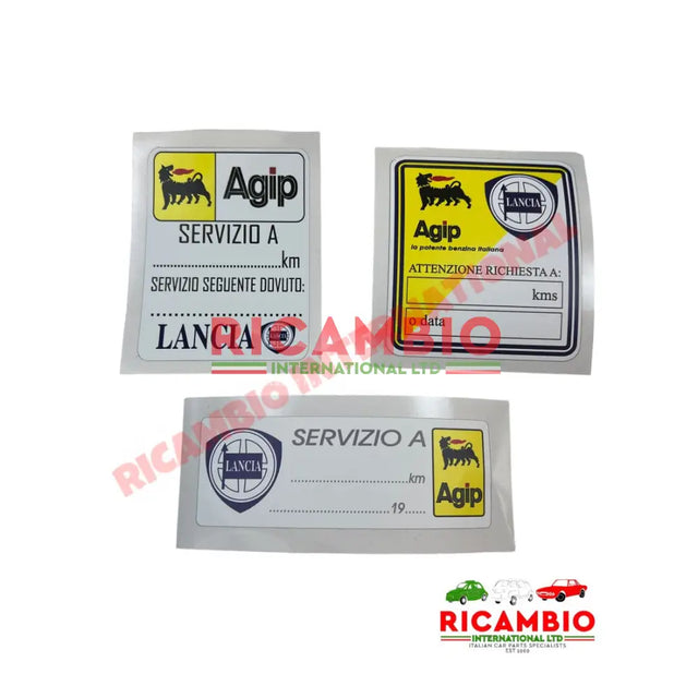 AGIP LANCIA Service Sticker Kit (3 piece) - Badges & Emblems