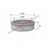 Air Filter - Fiat 125,131,132,Argenta,Strada,Ritmo
