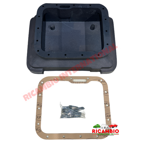 Alloy Sump Black Anodised & Gasket Kit - Classic Fiat 500 N/D/F/L/R 126 air cooled - Mechanical & Engine Parts