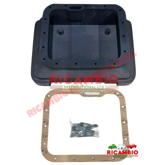 Alloy Sump Black Anodised & Gasket Kit - Classic Fiat 500 N/D/F/L/R 126 air cooled - Mechanical & Engine Parts