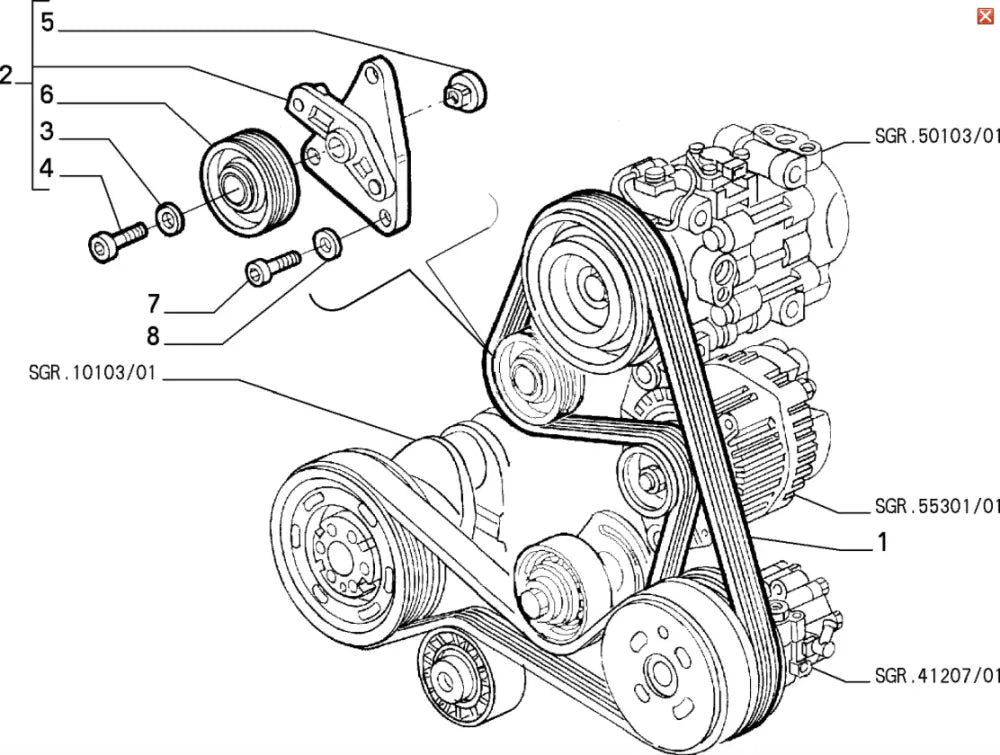 Alternator Belt (AIR CON) - Fiat Coupe,Bravo,Marea - fan belt