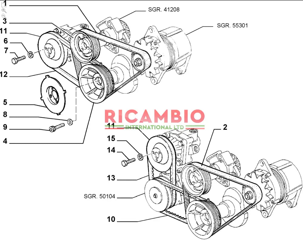 Alternator Belt (NO AIR CON) - Fiat Coupe 16V Tipo 16V