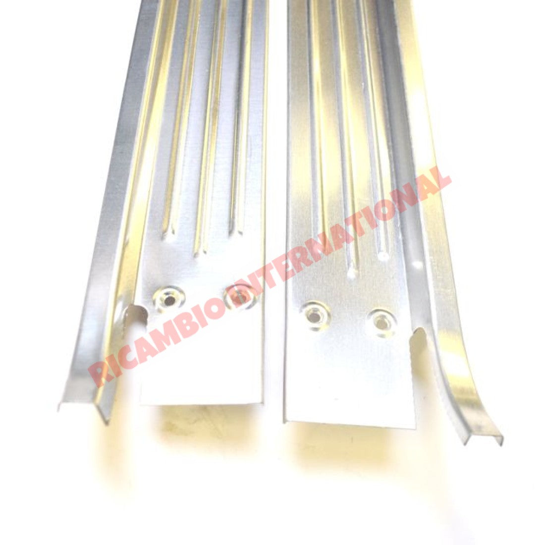 Aluminium Inner Foot/Kick Plate Trim Kit (pair) & Screws - Classic Fiat 500 - Door Inner Kick Plates