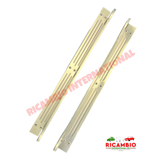 Aluminium Inner Foot/Kick Plate Trim Kit (pair) & Screws - Classic Fiat 500 - Door Inner Kick Plates