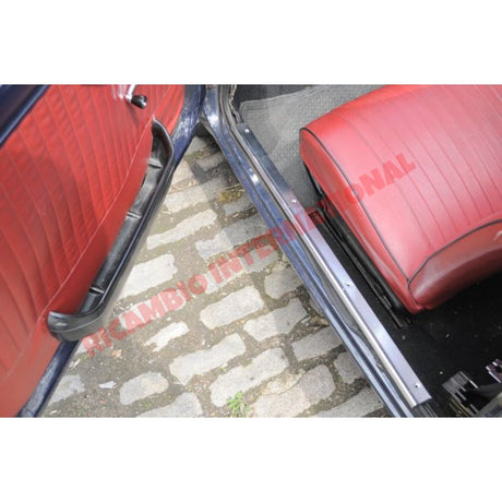 Aluminium Inner Foot/Kick Plate Trim Kit (pair) & Screws - Classic Fiat 500 - Door Inner Kick Plates