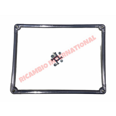 Aluminium Number Plate Frame & Fittings Kit - Classic Fiat 500 600 850 - Chrome - Aluminium & Exterior Trim Parts