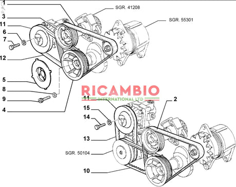 Auxiliery Belt (NO AIR CON) - Fiat Coupe 16V Tipo 16V Lancia Thema 16V