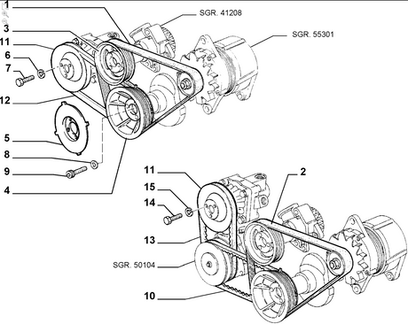 Auxiliery Belt (WITH AIR CON) - Fiat Coupe 16V Tipo 16V Lancia Thema 16V