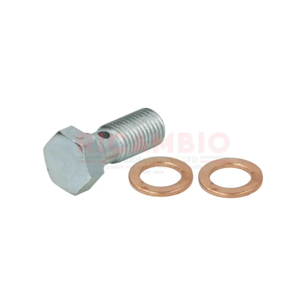 Banjo Bolt (M10x1.25 Course Thread) & Copper Washers- Classic Fiat 500 600 126,850 - Brakes
