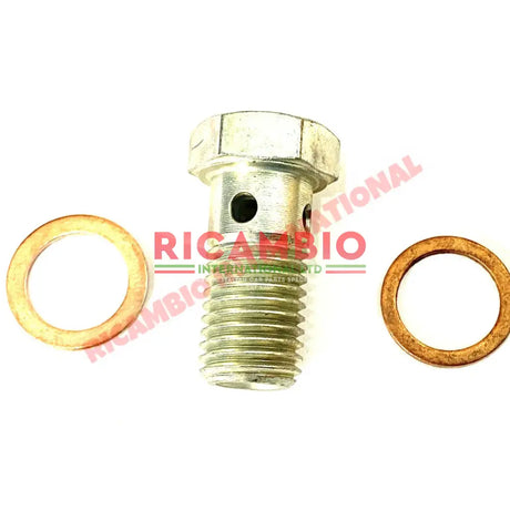 Banjo Bolt (M10x1.25 Course Thread) & Copper Washers- Classic Fiat 500 600 126,850 - Brakes