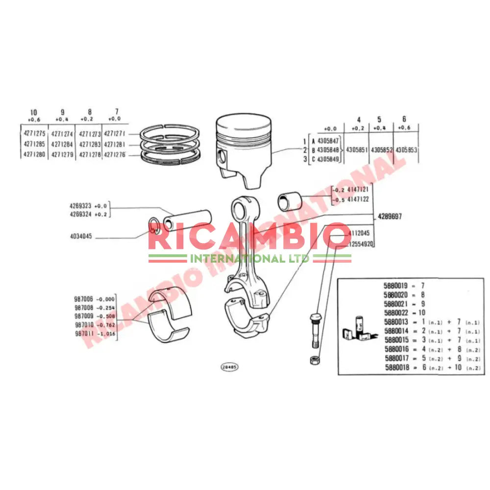 Big End Con Rod Shell Bearing Kit ( + /- 0.25mm Size) - Classic Fiat 500 - Bearings