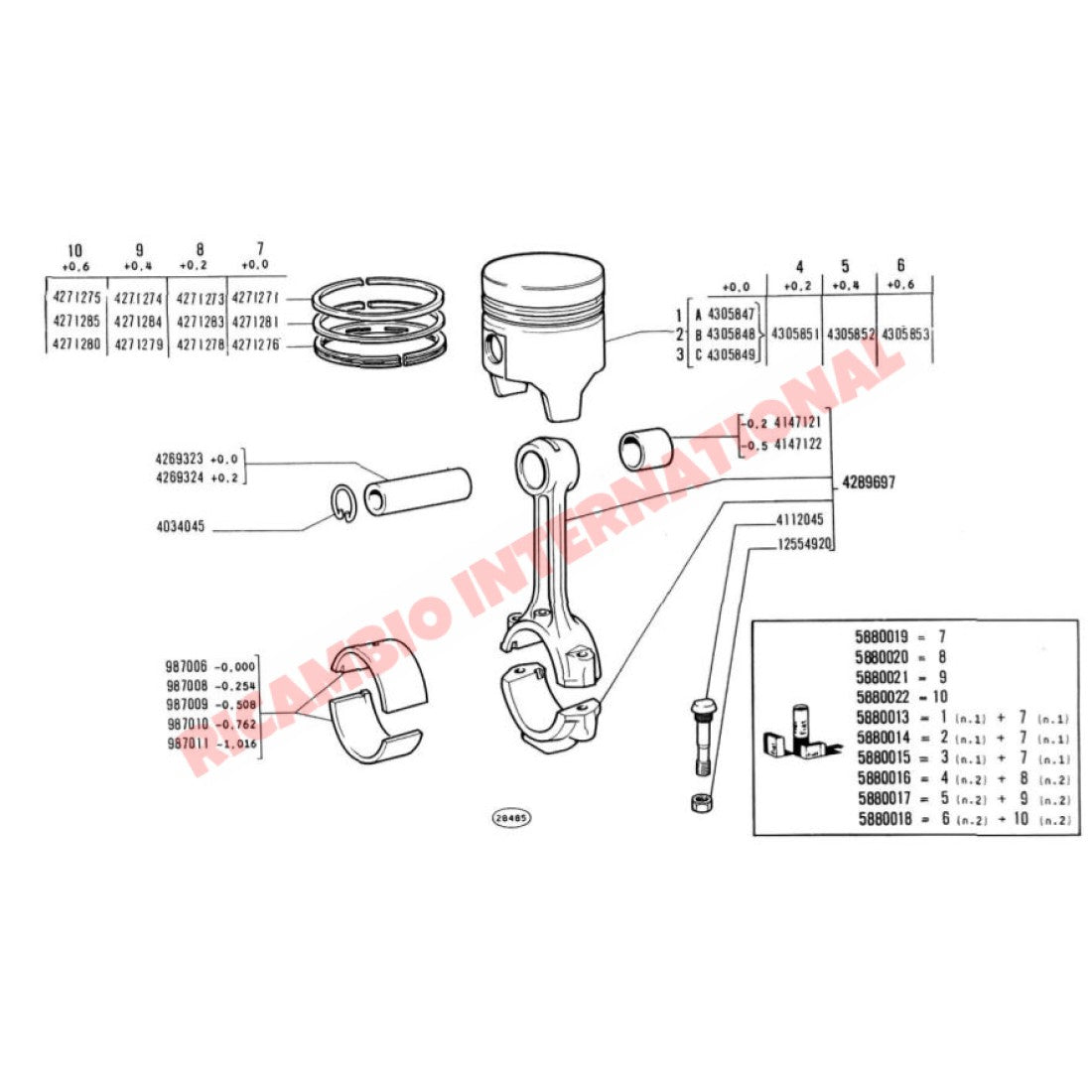 Big End Con Rod Shell Bearing Kit ( + /- 1.00mm Size) - Classic Fiat 500 126 - Mechanical & Engine Parts