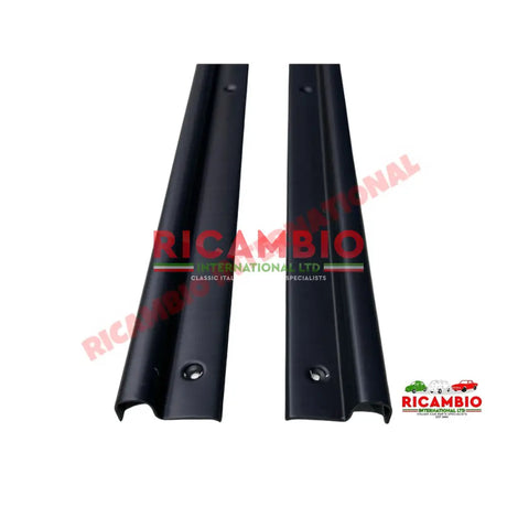 Black Anodised Aluminium Inner Foot/Kick Plate Trim & Screws Kit - Classic Fiat 500 - Door Inner Kick Plates