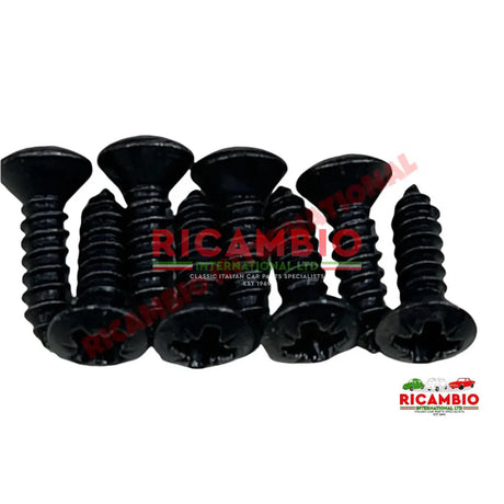 Black Anodised Aluminium Inner Foot/Kick Plate Trim & Screws Kit - Classic Fiat 500 - Door Inner Kick Plates