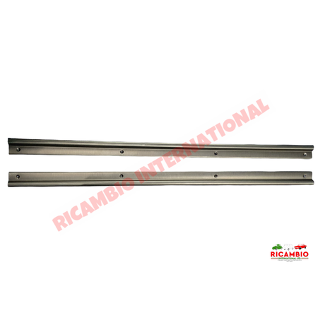 Black Anodised Aluminium Inner Foot/Kick Plate Trim & Screws Kit - Classic Fiat 500 - Door Inner Kick Plates