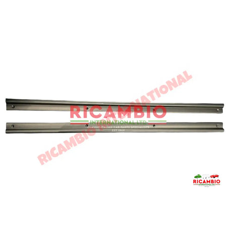 Black Anodised Aluminium Inner Foot/Kick Plate Trim & Screws Kit - Classic Fiat 500 - Door Inner Kick Plates