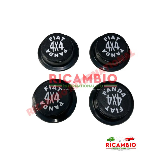 Black Centre Hub Cap Kit - Classic Fiat Panda 4x4 - Classic Fiat Panda (1981 to 2002)