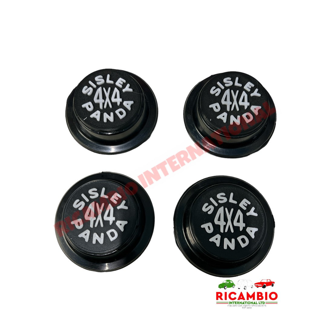 Black Centre Hub Cap Kit - Classic Fiat Panda 4x4 - Classic Fiat Panda (1981 to 2002)