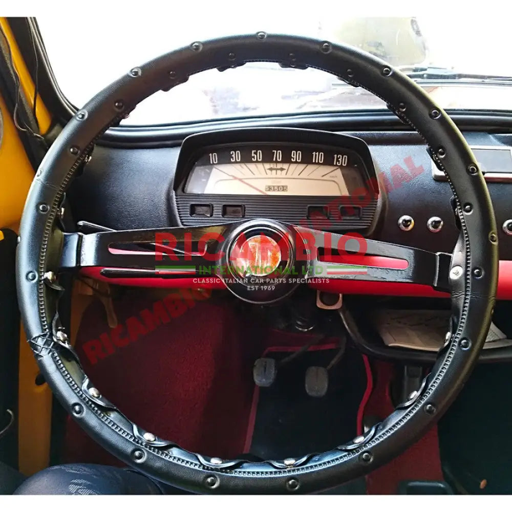 Black Cushioned Steering Wheel Cover - Classic Fiat 500 126,600,850,900 plus many others - Steering