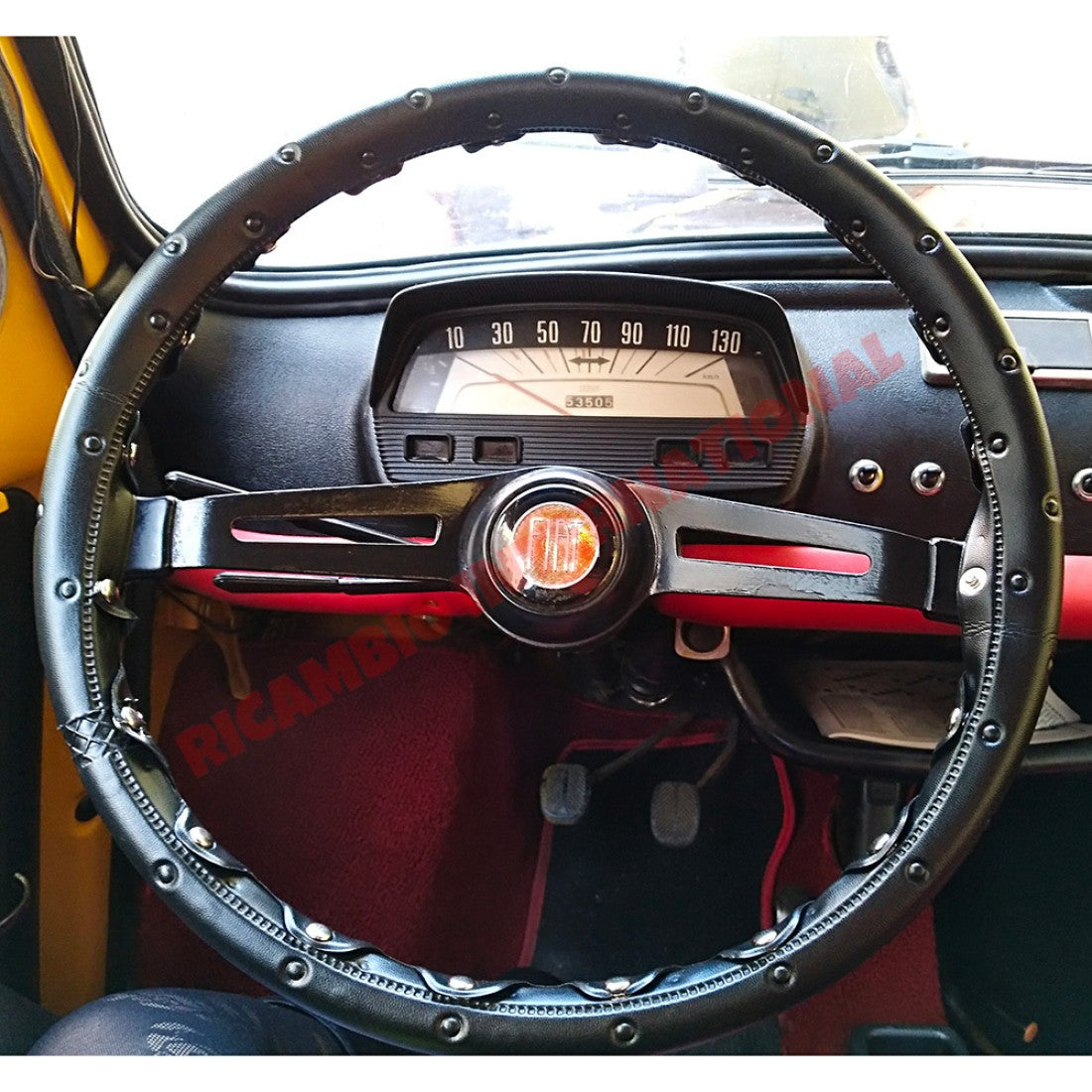 Black Cushioned Steering Wheel Cover - Classic Fiat 500 126,600,850,900 plus many others - Steering