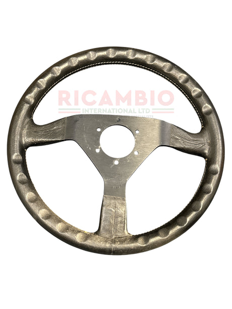 Black MOMO Leather Steering Wheel (350mm) - Classic Italian Cars - Steering wheel