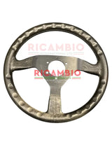 Black MOMO Leather Steering Wheel (350mm) - Classic Italian Cars - Steering wheel