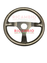 Black MOMO Leather Steering Wheel (350mm) - Classic Italian Cars - Steering wheel