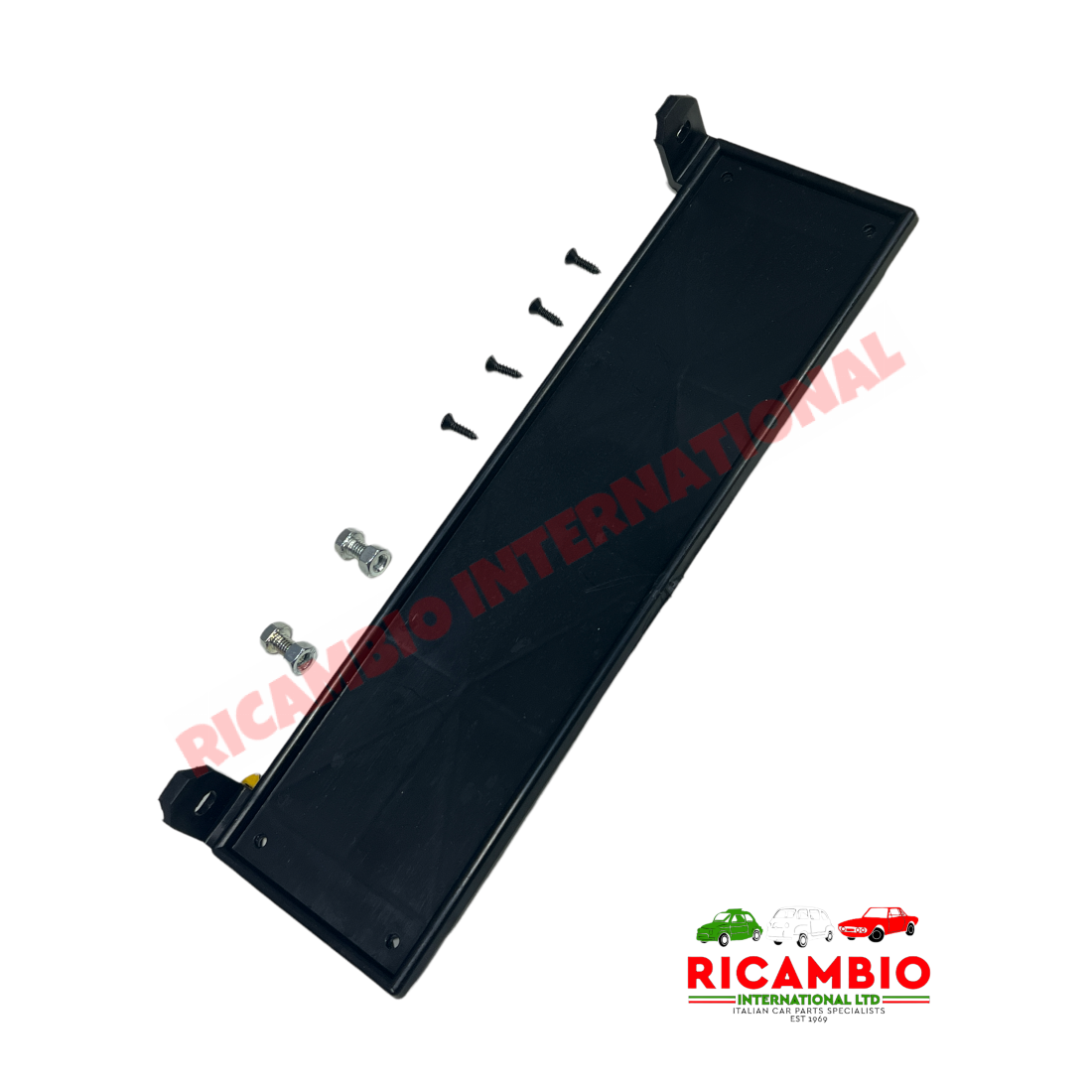 Black Plastic Front Number Plate Plinth & Fittings - Classic Fiat 500 - Exterior Parts and Trim