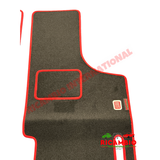 Black & Red (2 piece) Carpet Mat Set (RHD) - Classic Fiat 500 - Carpet
