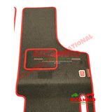 Black & Red (2 piece) Carpet Mat Set (RHD) - Classic Fiat 500 - Carpet