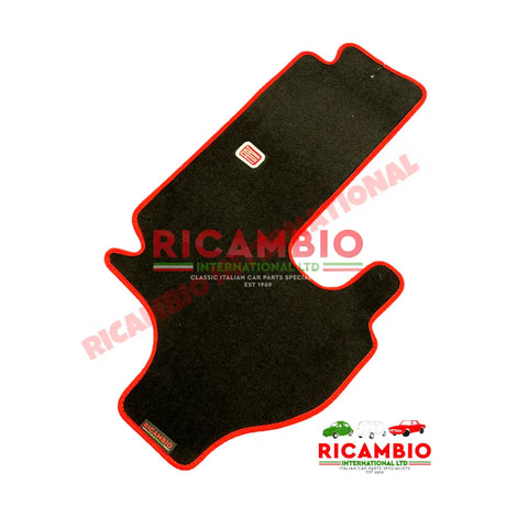 Black & Red Carpet Luggage Compartment Boot Mat - Classic Fiat 500 - Carpet