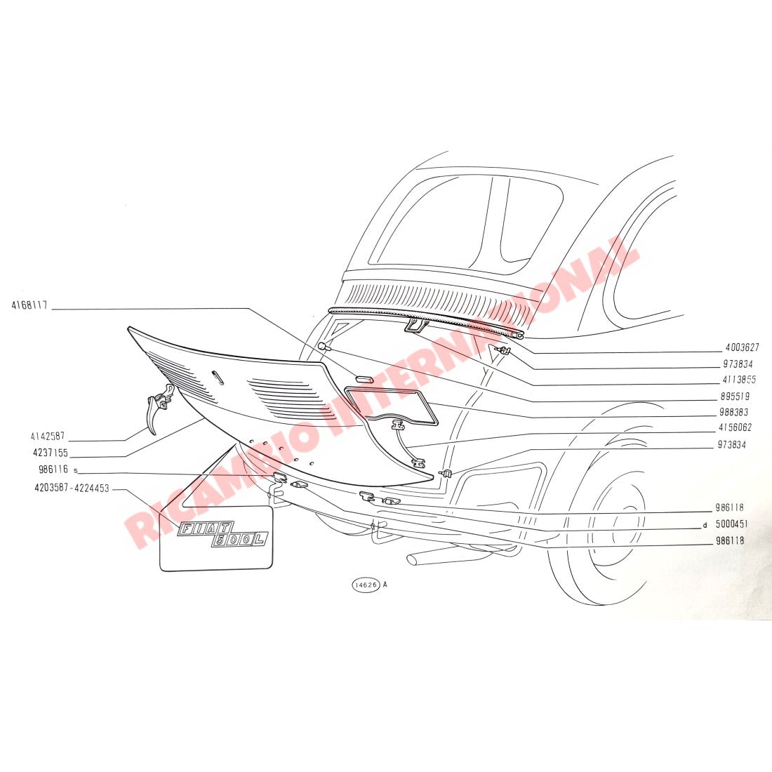 Bonnet & Engine Lid Seal Rubber Grommet Kit - Classic Fiat 500 - Rubber Seals & Associated Items