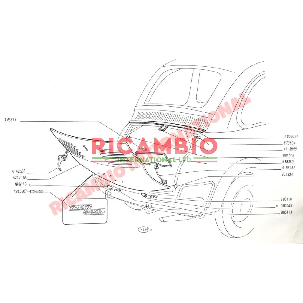 Bonnet & Engine Lid Seal Rubber Grommet Kit - Classic Fiat 500 - Rubber Seals & Associated Items
