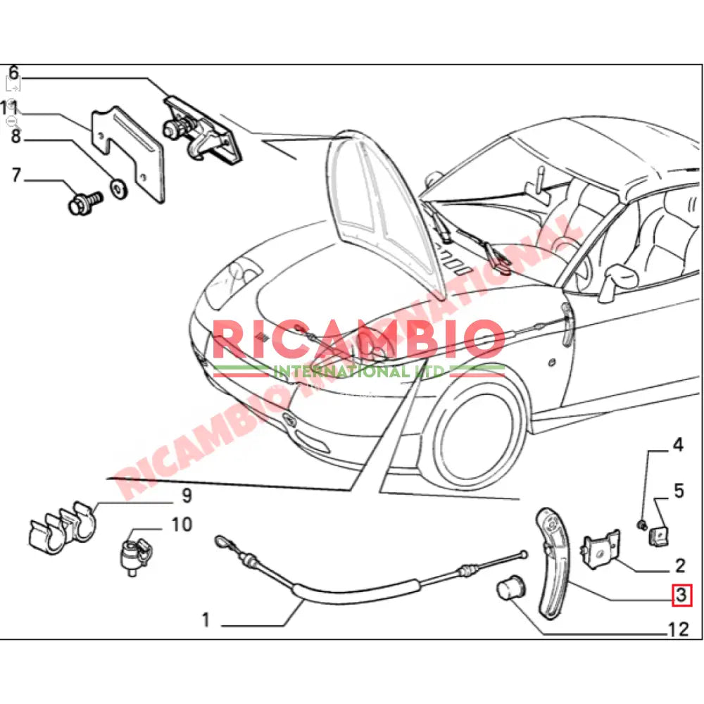 Bonnet Handle - Fiat Barchetta - Cables