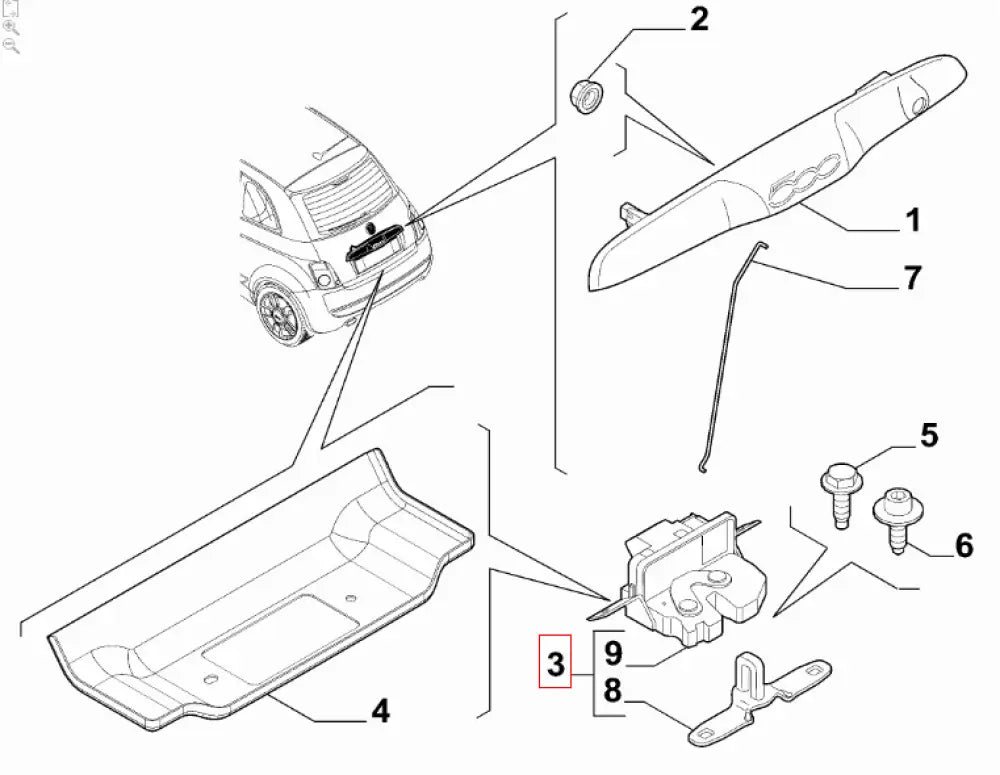 Boot/Trunk Latch - New Fiat 500 Punto Bravo Lancia Delta