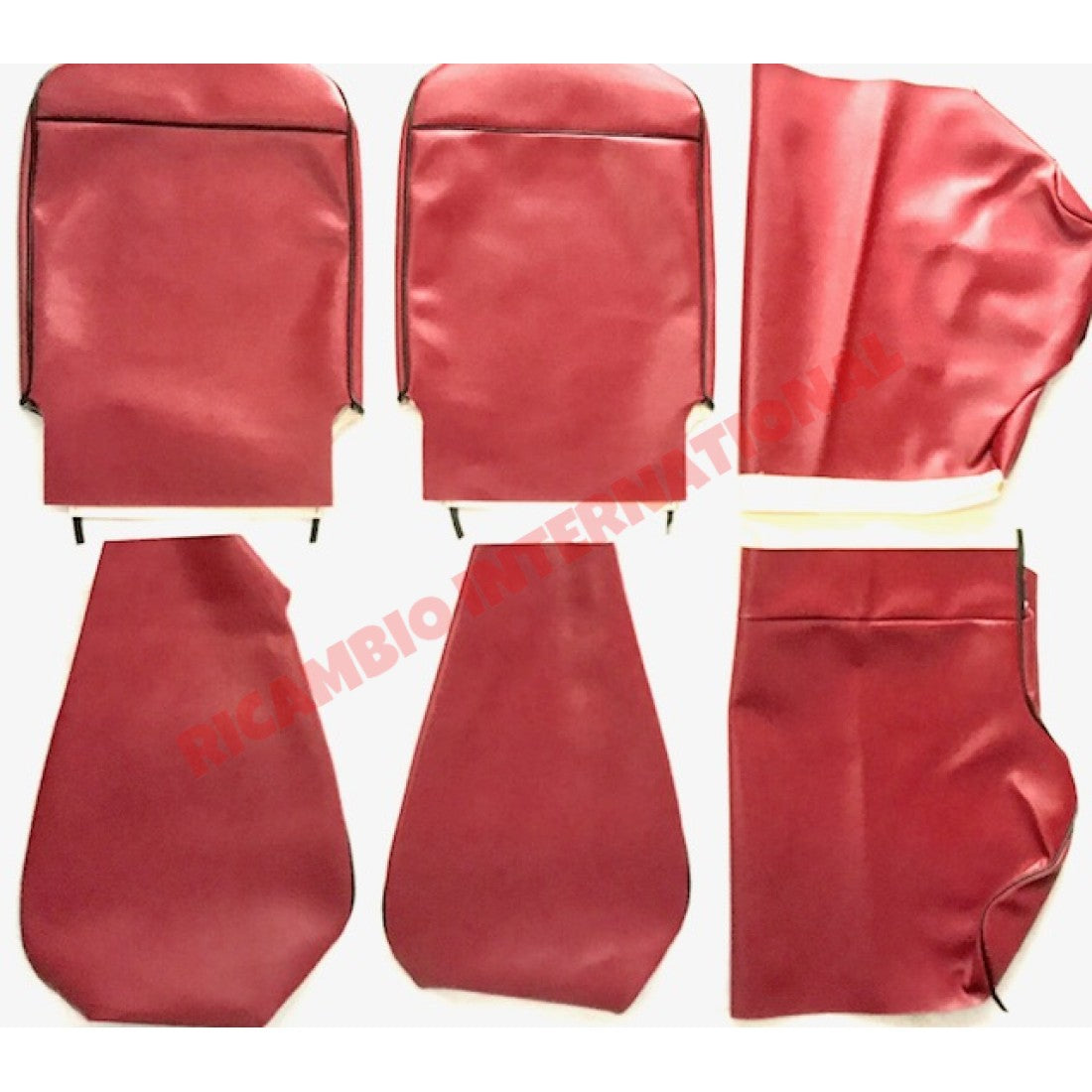 Bordeaux Red Seat Covers Set - Classic Fiat 500 F - Seat Covers - Padding and Seat Spring