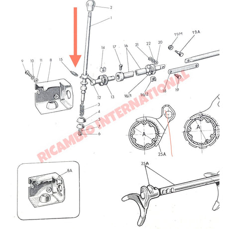 Bottom Gear Lever Return Spring - Classic Fiat 500 N - Cables - Clips and Springs