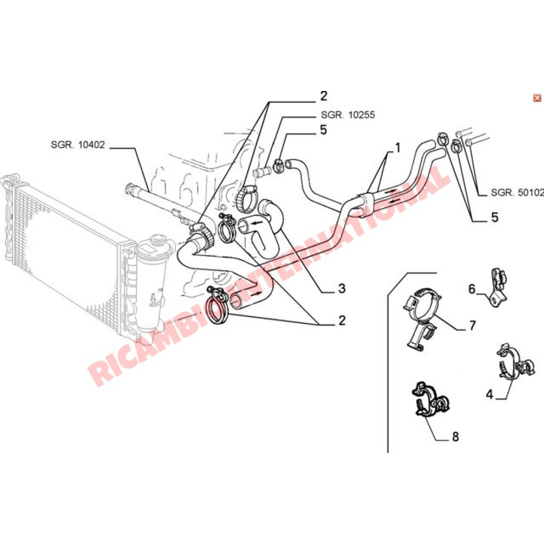 Bottom Radiator Hose - Classic Fiat Panda - Heating and Cooling