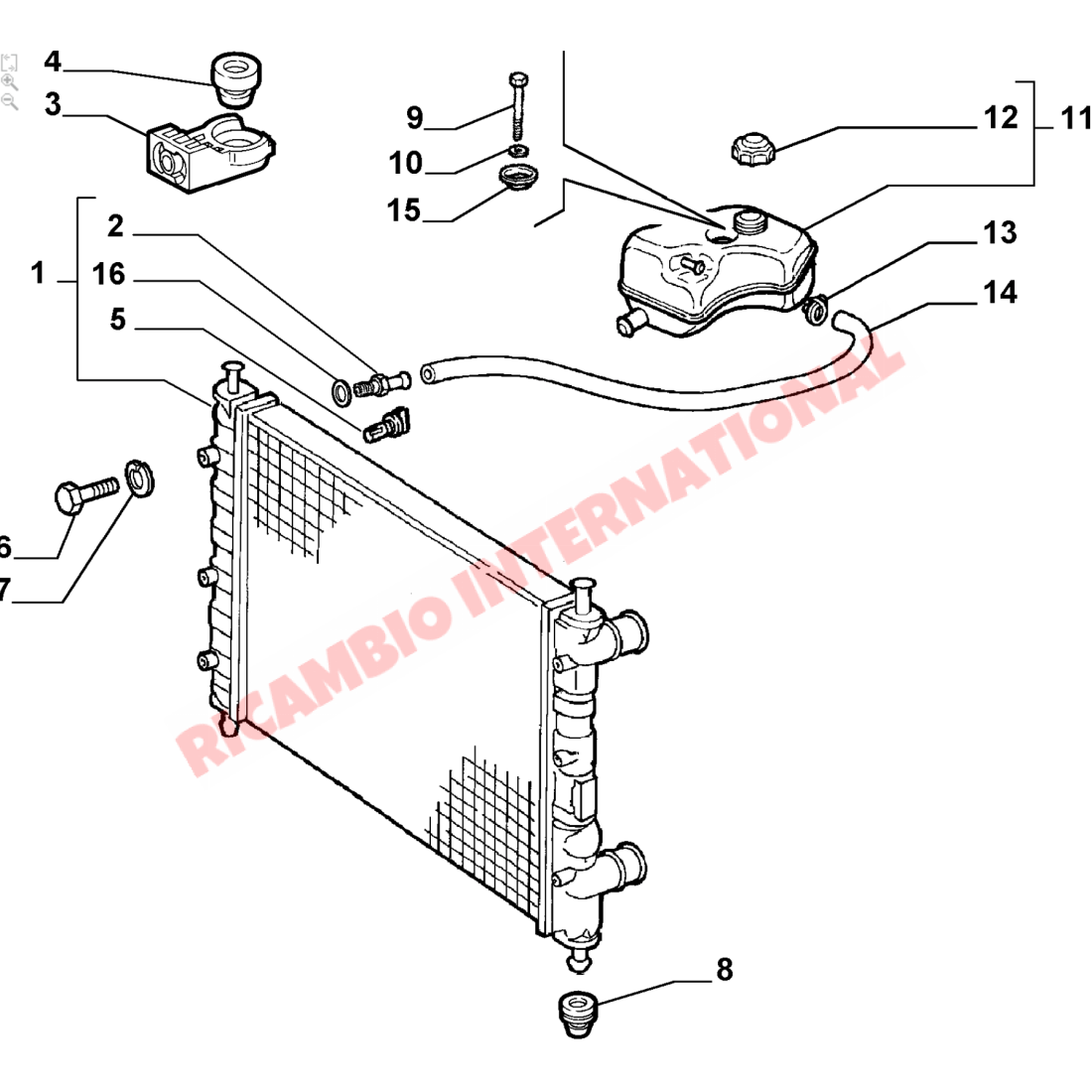 Bottom Radiator Rubber Support Bush - Classic Fiat Panda New 500 & Abarth Multipla Punto - Heating & Cooling