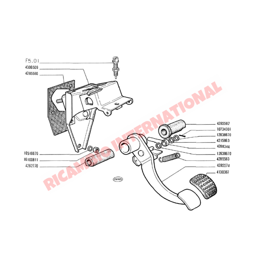 Brake & Clutch Pedal Rubber - Classic Fiat 500 126 - Gaskets - Seals - Grommets and Rubber Parts